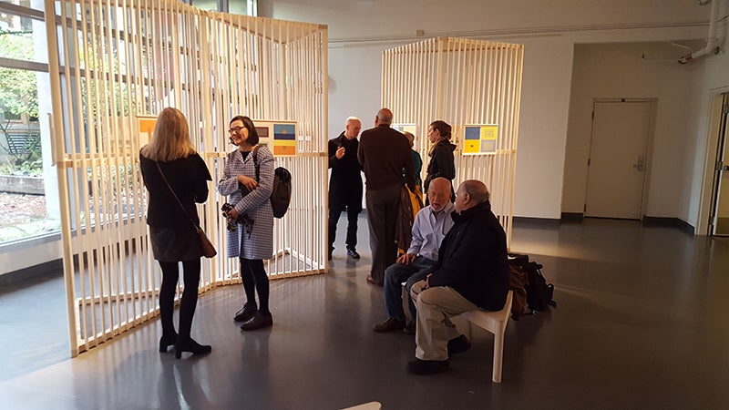 people talk at the Albers exhibit