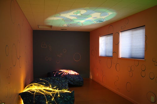 Jeon found that pink and violet are “the most soothing colors for kids with autism. If a kid has a violent episode or other breakdown, they’re sent to this room and within thirty minutes they’re very mellow. This Pink room is their favorite space in the COVE,” he says. Photo courtesy Kijeong Jeon.