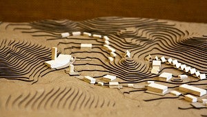 model showing landscape and multiple buildings