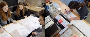 students at work in design studios