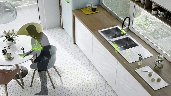 illustration of virus in kitchen space