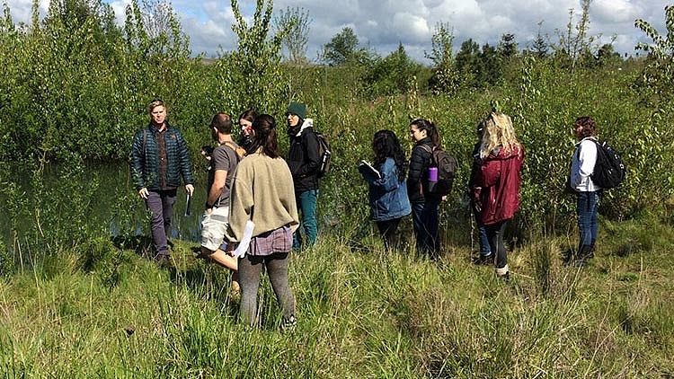 students in field