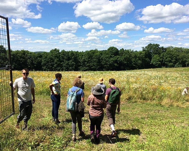 students in field