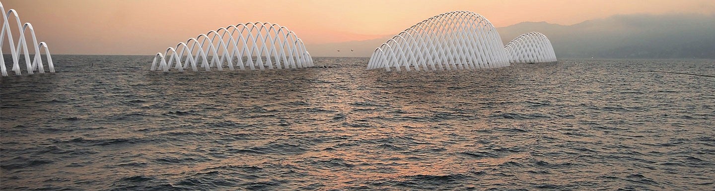 rendering of Cetacea, an ocean wave energy converter