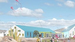 Architecture rendering of exterior of elementary school
