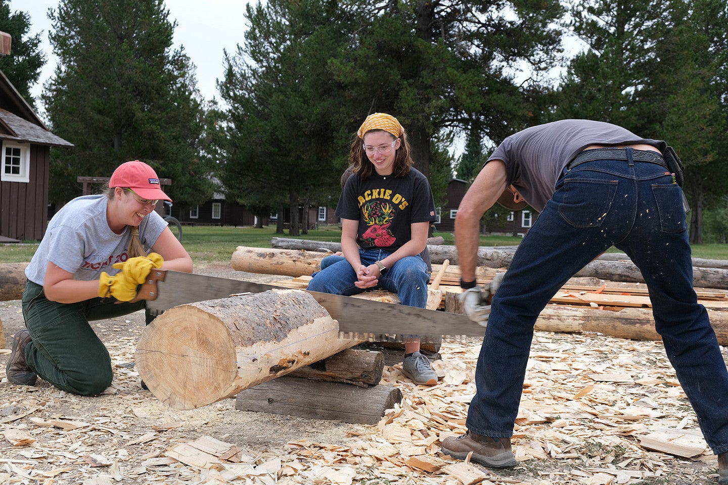 Photo from 2022 PNWPFS working on logs. 