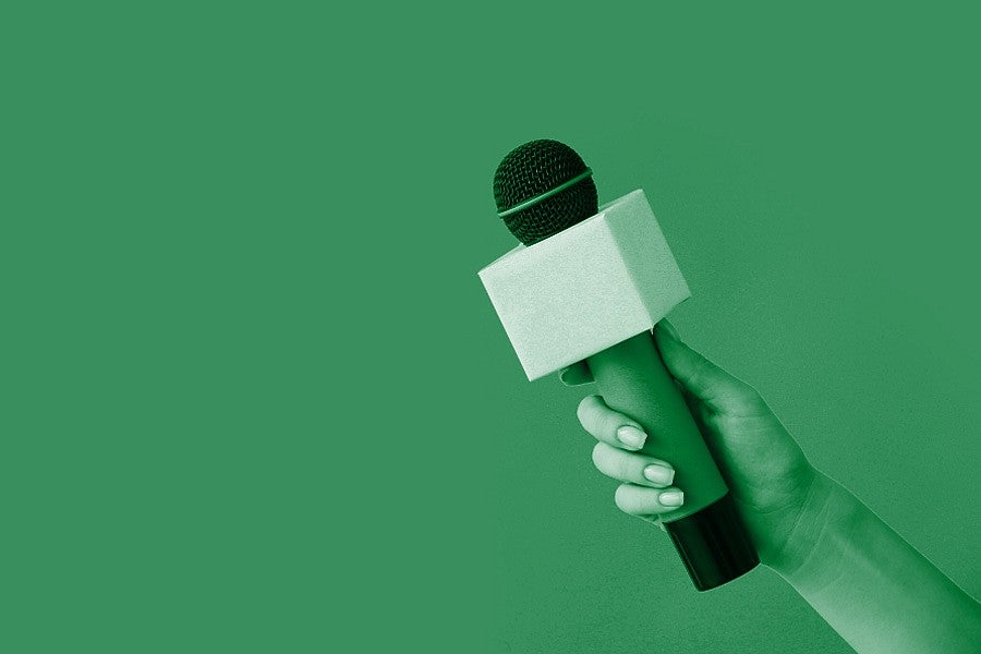 Photograph of a tv microphone. 