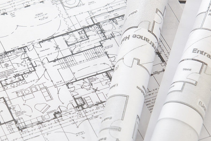 Photograph of housing plans. 