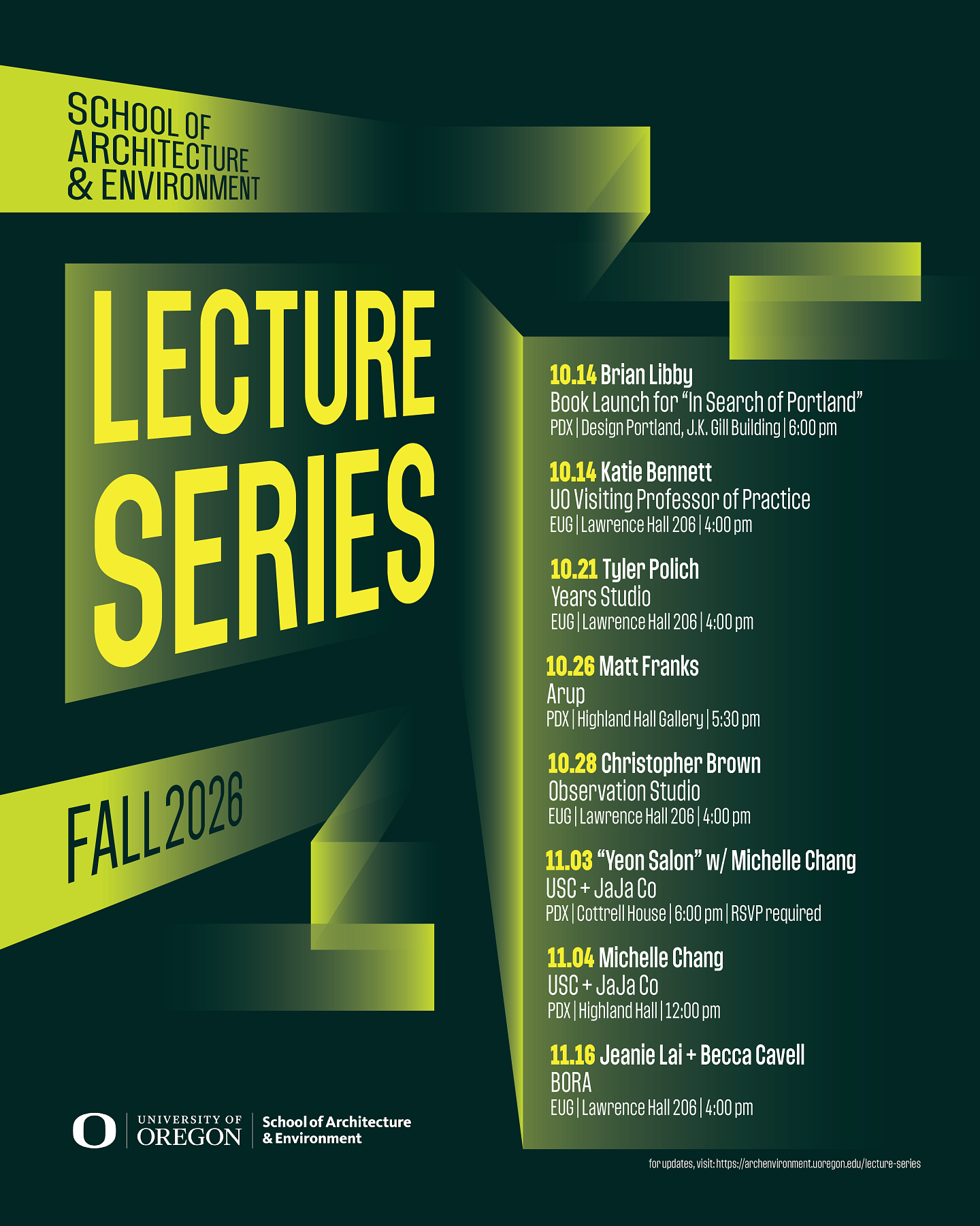 Lecture series list, fall 2026. 