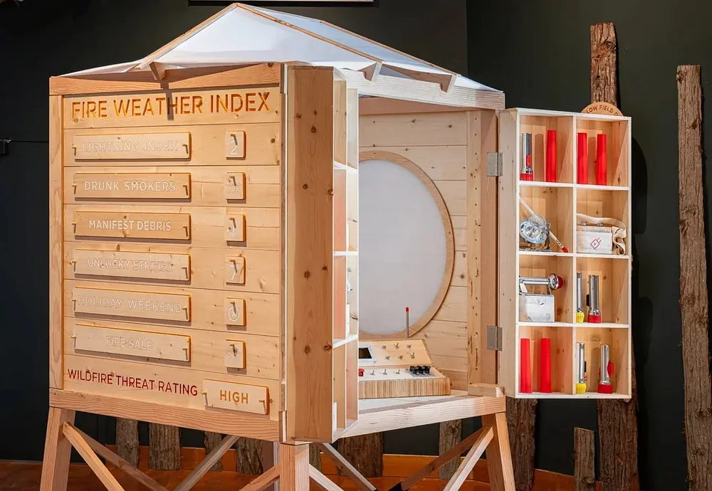 Shows a fire tower with new designed elements. 