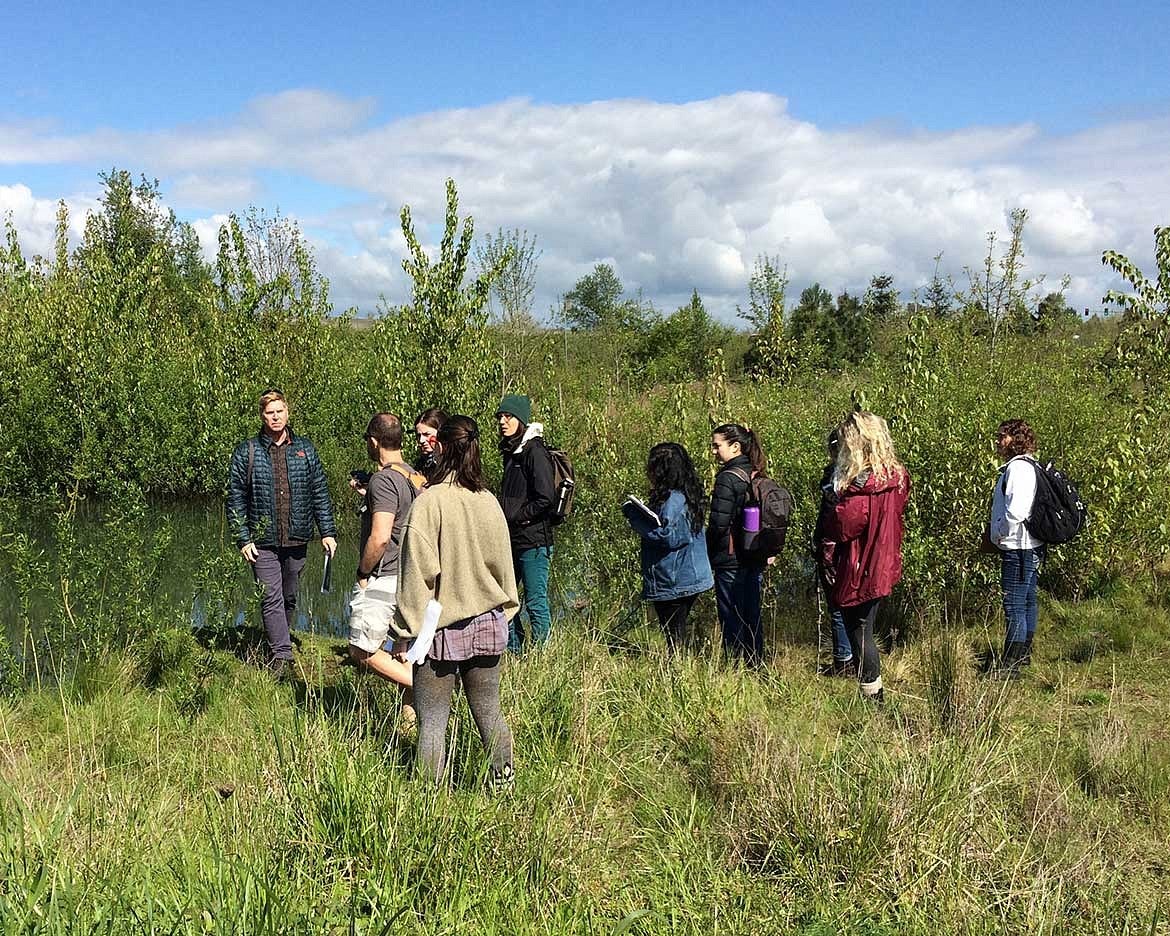 students in field