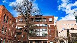 Photograph of the front of Lawrence Hall. 