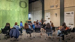 Decorative news header for story about the Library Design Studio