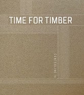 Photograph the front cover of Dangel's book, "Time for Timber". Cover shows a collection of white lines on a brown background that is similar to a brown paper bag or a brown paper pulp. 